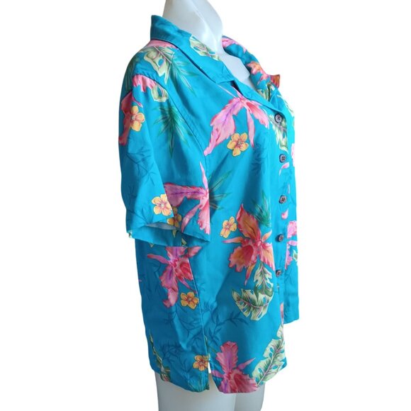 Vintgae Women's Large Hawaain Shirt Top Havana Jacks Cafe Tropical Rayon 1990's - Picture 4 of 6